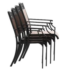 5pc Outdoor Dining Set With Sling Chairs & Metal Round Table With Umbrella Hole - Black - Captiva Designs -Outdoor Furniture Store GUEST b3f22a1f 4a4f 447d b6d9 8b37b31459d6 1