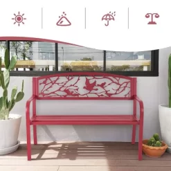 Metal Patio Bench With Steel Frame - Red - Captiva Designs -Outdoor Furniture Store GUEST b443da8b 09fc 43e2 84cb 7a0680c1ba2b