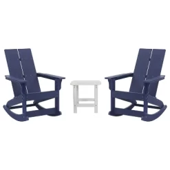 Flash Furniture Set Of 2 Finn Modern Commercial Grade All-Weather 2-Slat Poly Resin Rocking Adirondack Chairs With Side Table -Outdoor Furniture Store GUEST b45a66e7 61d6 4669 9473 0c94e5634de4