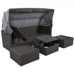 4pc Outdoor Wicker Rectangle Daybed With Canopy & Cushions - Gray - GODEER 27 4pc Outdoor Wicker Rectangle Daybed With Canopy & Cushions - Gray - GODEER -Outdoor Furniture Store GUEST b4b4cecb f91e 4e96 8190 7cd056bf1474
