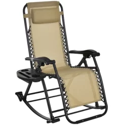 Outsunny Zero Gravity Reclining Rocking Chair, Lounge Rocker, Folding, Pillow, Side Tray, Cup And Phone Holder -Outdoor Furniture Store GUEST b4cb73f6 42d2 4eda 907f ae4818567445