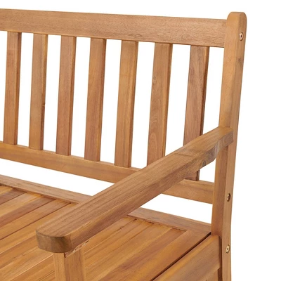 Londonderry 47" Acacia Wood Outdoor Storage Bench - Natural - Alaterre Furniture 9 Londonderry 47" Acacia Wood Outdoor Storage Bench - Natural - Alaterre Furniture - Image 7