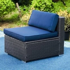 6pc Outdoor Rattan Wicker Sectional Sofa Set - Blue - Captiva Designs -Outdoor Furniture Store GUEST b61ae236 45dd 4752 9c9d 83fc368ce98a