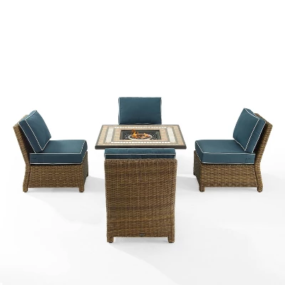 Bradenton 5pc Outdoor Wicker Armless Chair & Fire Table Set - Crosley 8 Bradenton 5pc Outdoor Wicker Armless Chair & Fire Table Set - Crosley - Image 6