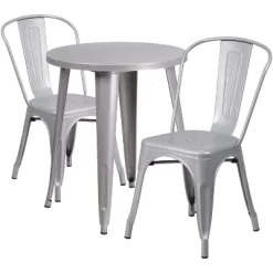 Flash Furniture Commercial Grade 24" Round Metal Indoor-Outdoor Table Set With 2 Cafe Chairs -Outdoor Furniture Store GUEST b63d5b52 2420 4a37 9290 5fc7309d5d77