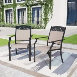 5pc Outdoor Dining Set With Sling Chairs & Metal Round Table With Umbrella Hole - Black - Captiva Designs -Outdoor Furniture Store GUEST b66356b2 0a66 49a4 9ae1 f7ef2d39e9b8