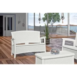 Suncast ELEMENTS Resin Patio Storage Loveseat - White -Outdoor Furniture Store GUEST b6f23341 190c 4ed8 9167 707b517133d5