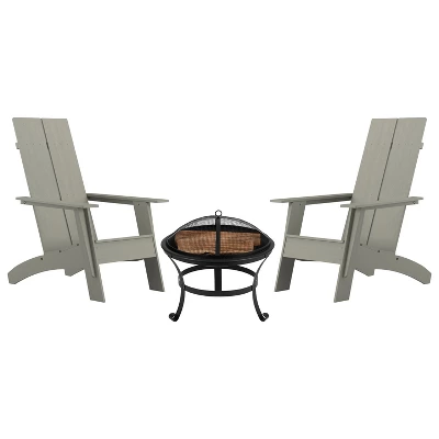 Merrick Lane Outdoor Set With Modern Adirondack Rocking Chairs & Wood Burning Fire Pit, Poker & Spark Screen 18 Merrick Lane Outdoor Set With Modern Adirondack Rocking Chairs & Wood Burning Fire Pit, Poker & Spark Screen - Image 16