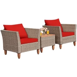 Tangkula 3 Piece Outdoor Rattan Sofa Set Wicker Conversation Furniture Set With Cushions -Outdoor Furniture Store GUEST b863eb44 d9a2 448b a0be dad0283553b7