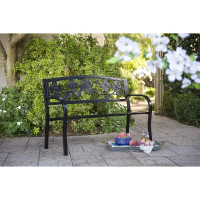 Evergreen Dogwood Metal Garden Bench - Black 3 Evergreen Dogwood Metal Garden Bench - Black