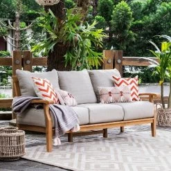 Caterina Teak Patio Sofa With Cushion - Beige - Cambridge Casual -Outdoor Furniture Store GUEST b8de7c84 afb2 4657 a008 b96a73026fef