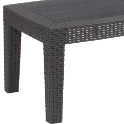 Merrick Lane Outdoor Coffee Table Faux Rattan Wicker Pattern Resin All-Weather Patio Coffee Table With Wood Plank Top Design -Outdoor Furniture Store GUEST b91c45c4 79f5 4448 865d c8950b3cbca6