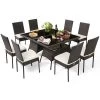 Costway 10 PCS Patio Rattan Dining Set Glass Table High Back Chair Garden Deck Mix Brown -Outdoor Furniture Store GUEST b931d188 0c47 4224 99ff d1cfae0a2401