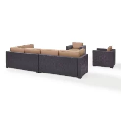 Biscayne 7pc Outdoor Wicker Sectional Set With Arm Chairs & Ottoman - Mocha - Crosley -Outdoor Furniture Store GUEST b9c7428b 4a20 4b4e a067 af37c8f3fabf