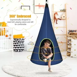 Costway 32'' Kids Nest Swing Chair Hanging Hammock Seat For Indoor Outdoor GreenBlue -Outdoor Furniture Store GUEST ba0c868a aefe 4da5 9c29 33a609b04f0a