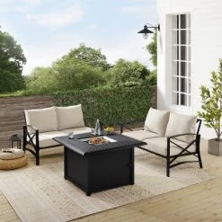 Kaplan 3pc Outdoor Conversation Set With Fire Table & 2 Loveseats - Oatmeal - Crosley -Outdoor Furniture Store GUEST ba50c16a adf4 422b b83f fa6fc402fed8