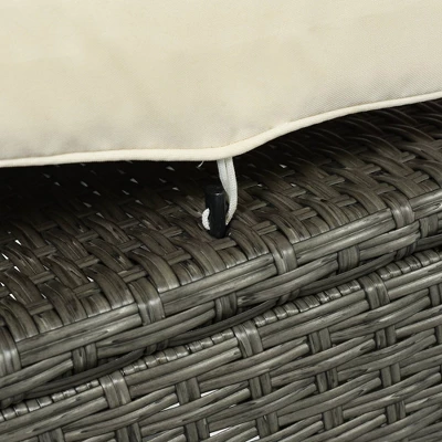 6pc Outdoor Wicker Set With Loveseats, Sofa, Chair, Coffee Table & Bench - Beige - GODEER 12 6pc Outdoor Wicker Set With Loveseats, Sofa, Chair, Coffee Table & Bench - Beige - GODEER - Image 10