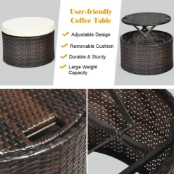Costway Patio Rattan Daybed Cushioned Sofa Adjustable Table Top Canopy 3 Pillows -Outdoor Furniture Store GUEST bab122ee 3b76 4af5 b599 ba362c6a9e8b