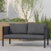 Emma And Oliver Indoor Outdoor Patio Loveseat, Steel Framed Club Chair With Cushions And 2 Storage Pockets
