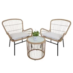 3pc Wicker Outdoor Bistro Serving Bar Set - Brown/Beige - GODEER -Outdoor Furniture Store GUEST bb190972 2fd8 47ba b1cd 168509ff32fe