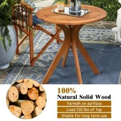 Costway 27'' Outdoor Round Table Solid Wood Coffee Side Bistro Table -Outdoor Furniture Store GUEST bbea9155 06d9 4404 9456 cf427537b1be