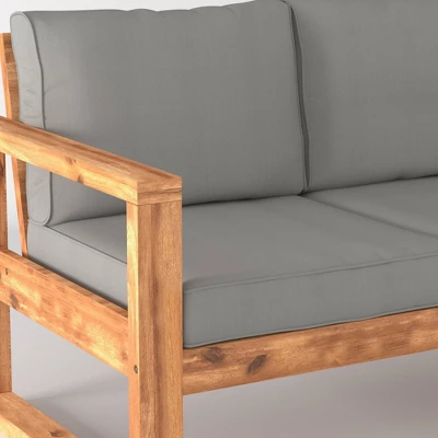 Galia Square Leg Acacia Wood Patio Loveseat With Cushions - Brown - Saracina Home 8 Galia Square Leg Acacia Wood Patio Loveseat With Cushions - Brown - Saracina Home - Image 6