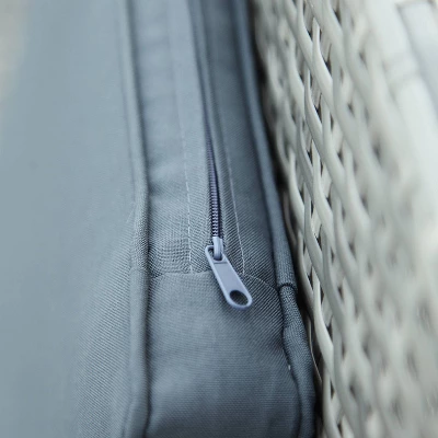 6pc Outdoor Set With Sectional & Glass Table - Gray - WELLFOR 10 6pc Outdoor Set With Sectional & Glass Table - Gray - WELLFOR - Image 8