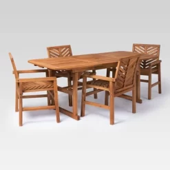 5pc Slatted Extendable Acacia Wood Patio Dining Set - Saracina Home -Outdoor Furniture Store GUEST bc70cb01 d877 45b9 abc8 5ef3dadb9cf0