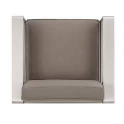 Cape Coral 5pc Outdoor 4 Seater Aluminum Chat Set With Fire Pit - Silver/Khaki - Christopher Knight Home -Outdoor Furniture Store GUEST bccb2af6 e682 4ba2 83cf 9f342445a511