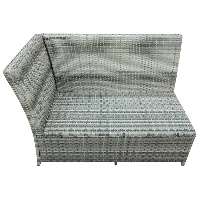 6pc Outdoor Set With Sectional & Glass Table - Gray - WELLFOR 6 6pc Outdoor Set With Sectional & Glass Table - Gray - WELLFOR - Image 4