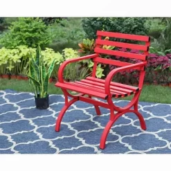 Outdoor Steel Single Seat Garden Arm Chair - Red - Captiva Designs -Outdoor Furniture Store GUEST bd66b622 0ce6 494c 8d53 ff09c48bfe94