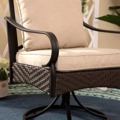 5pc Outdoor Dining Set With Swivel Chairs With Seat & Back Cushions & Square Metal Slat Table With 1.57" Umbrella Hole - Captiva Designs -Outdoor Furniture Store GUEST bd789a27 b30b 4a90 ab58 6a8c522e86c4