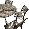 7pc Patio Dining Set With 59" Ornate Traditional Mesh Lattice Aluminum Round Table With Lazy Susan - Bronze - Oakland Living -Outdoor Furniture Store GUEST bda4f866 c7ac 44e6 8d94 abfa2f8e91e9