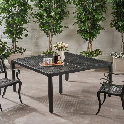 Tahoe Square Aluminum Modern Woven Accents Dining Table - Christopher Knight Home 3 Tahoe Square Aluminum Modern Woven Accents Dining Table - Christopher Knight Home