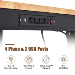 Costway 48" Adjustable Work Bench Heavy-Duty Steel Frame Worktable With Power Outlets -Outdoor Furniture Store GUEST bdd92a8e e593 492b 8536 4d3cf95d7afd
