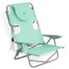 Ostrich Lightweight Portable Outdoor On Your Back Folding Chair For Relaxing With 5 Seat Adjustment Backpack Straps And Cup Holder, Teal (4 Pack)