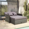 Costway Patio Rattan Daybed Set Wicker Loveseat Sofa With Ottoman & Retractable Side Tray -Outdoor Furniture Store GUEST be080027 93ca 4a90 873c aba83a1e8929