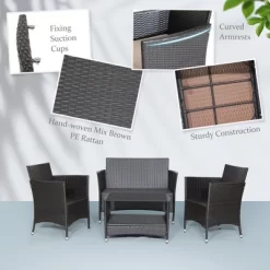 Costway 8PCS Patio Rattan Furniture Set Armrest Cushion Sofa Coffee Table With Shelf Garden -Outdoor Furniture Store GUEST be605288 6904 4692 bb35 9b26235201bf