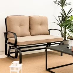 Tangkula 2-Person Outdoor Patio Glider Bench Swing Seat Bench W/ Seat & Back Cushions -Outdoor Furniture Store GUEST bebe469a cf8d 4cdb 883f d1d63de90c2b