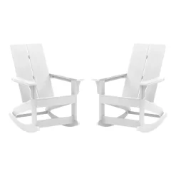 Flash Furniture Finn Modern Commercial Grade All-Weather 2-Slat Poly Resin Rocking Adirondack Chair With Rust Resistant Stainless Steel Hardware - Set Of 2 -Outdoor Furniture Store GUEST befa379b 73f2 412b 989a c330c5939509