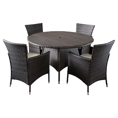 Rodgers 5pc Wicker Patio Dining Set With Cushions - Brown - Christopher Knight Home 3 Rodgers 5pc Wicker Patio Dining Set With Cushions - Brown - Christopher Knight Home