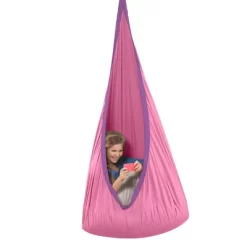 HearthSong HugglePod Deluxe Indoor/Outdoor Sturdy Cotton Canvas Hanging Chair For Kids With Inflatable Cushion -Outdoor Furniture Store GUEST bf1ba45e d408 494f 8049 be078c6b0da1