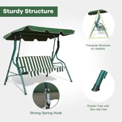 Tangkula 3-Seats Outdoor Glider Hammock With Adjustable Waterproof Canopy Aluminum Frame Patio Swing Chair -Outdoor Furniture Store GUEST bf611490 77a9 403b bef6 86735090d54d