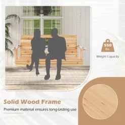 Costway 2-seat Wood Swing Bench With Folding Cup Holder And Sturdy Metal Hanging Chains -Outdoor Furniture Store GUEST c0bf91c1 0228 422b 9c87 aa62d45f3ed6