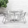 Emma And Oliver 23.5" Square Aluminum Table Set With 4 Slat Back Chairs -Outdoor Furniture Store GUEST c118e617 efc4 4e20 9cf5 5bfbd244a371