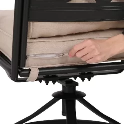 7pc Outdoor Dining Set With Svivel Chairs With Cushions & Large Metal Rectangle Table With Umbrella Hole - Captiva Designs -Outdoor Furniture Store GUEST c129c193 9481 483e ad42 c7fe9c7874ac