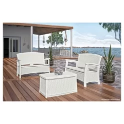 Suncast ELEMENTS Resin Patio Storage Loveseat - White -Outdoor Furniture Store GUEST c1b85a17 64d8 42ef a4ae 90fb2331fd85