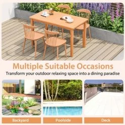Costway Patio Rectangle Dining Table Teak Wood Spacious Slatted Tabletop Outdoor Up To 6 -Outdoor Furniture Store GUEST c229489b 053c 4374 b137 4fd4e70318d2