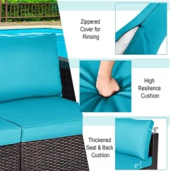 Costway 4PCS Patio Rattan Corner Sofa With Blue Cushion -Outdoor Furniture Store GUEST c2ee8087 fc80 4eb2 b9f1 5e2ef227afb3