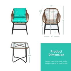 Tangkula 3 Pieces Outdoor Furniture Set Patio Bistro Set W/2 Armchairs & Tempered Glass Table White/Turquoise/Red -Outdoor Furniture Store GUEST c2f8100b c5ac 4c96 9f7e 12c4ae4f1cfb